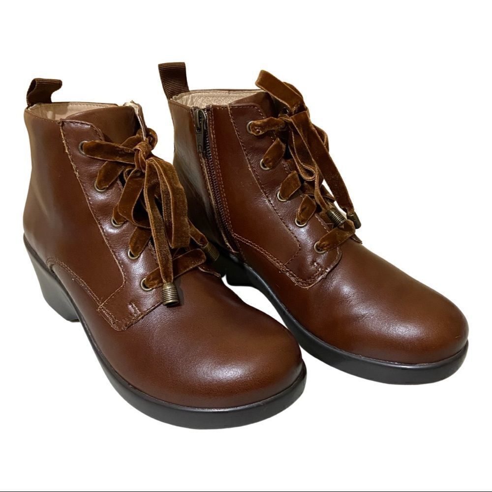 🥾 Alegria By PG Lite Eliza Dark Academia Leather Chestnut Luster Chunky Boots